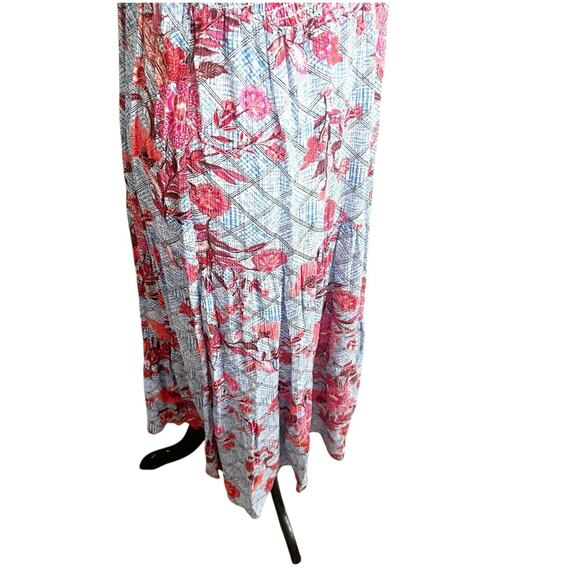 Knox Rose Smocked Maxi Dress Blue Floral Size Large NWT Coquette Bohemian - Picture 5 of 13